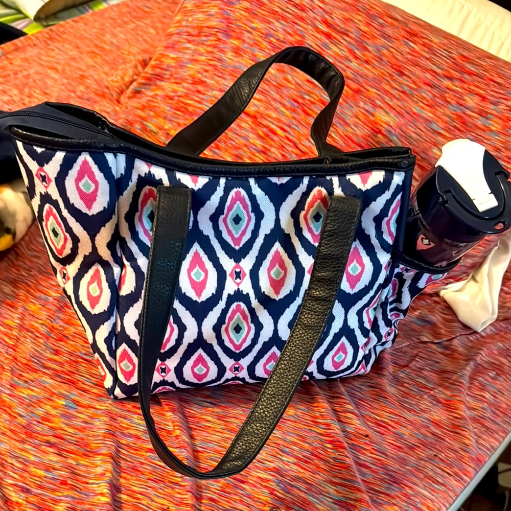 Stylish Black and Pink Patterned Tote Bag